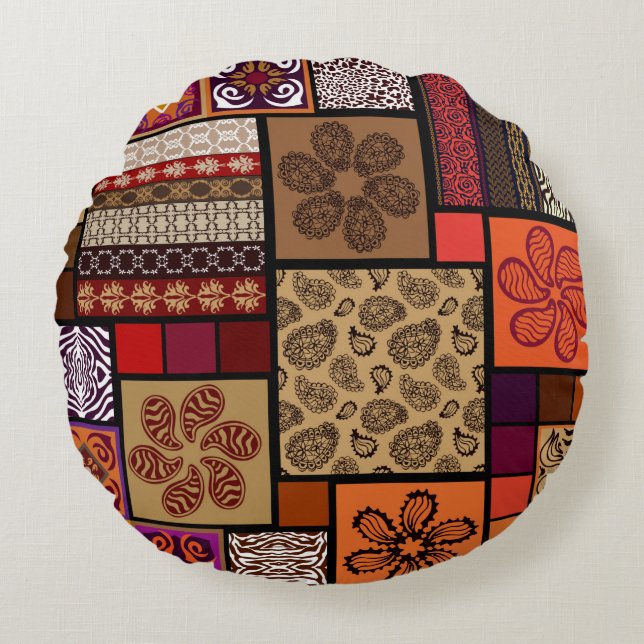 Cojín Redondo Mega conjunto creativo de patrones sin costura ins (Anverso)