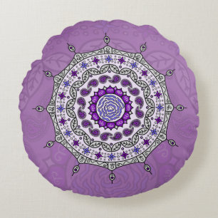Cojín Redondo Mehndi Fantasy Silver Round Pillow