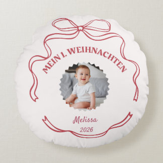 Cojín Redondo Mein 1. Weihnachten Rundkissen für Baby, Mädchen