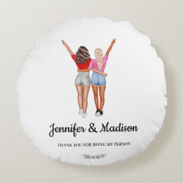 Cojín Redondo Mejor Amigos BFF Besties Friendship Nombre persona