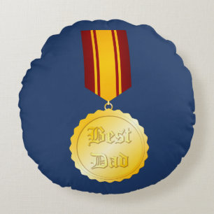 Cojín Redondo Mejor Día del Padre en Brooch de Medalla de Papá