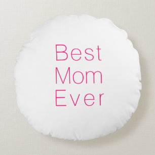 Cojín Redondo Mejor mamá jamás tipografía minimalista blanca ros