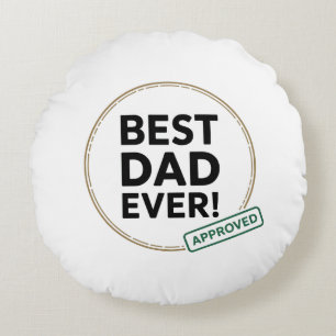 Cojín Redondo Mejor papa de la historia, diseño de texto aprobad