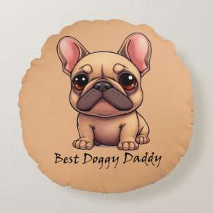 Cojín Redondo Mejor Papá Perrito Bulldog Francés Mascota Perro A