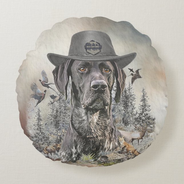 Cojín Redondo Mejor Perro Cazador (GSP) (Anverso)