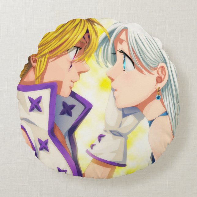 Cojín Redondo Meliodas y Elizabeth (Anverso)