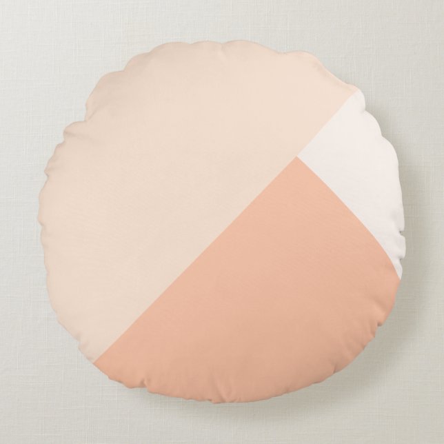 Cojín Redondo Melocotón profundo, blanco rosa y blanco antiguo (Anverso)