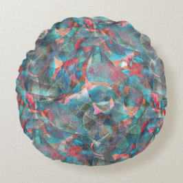 Cojín Redondo Melocotones y manchas cian rojizos en paredes grue