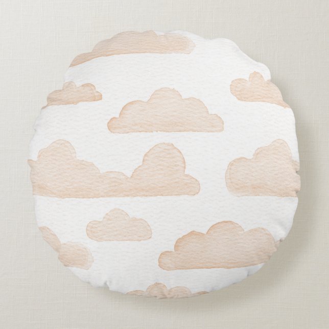 Cojín Redondo Melon Dreamtime Watercolour Nubes Round Pillow (Anverso)