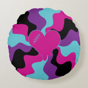 Cojín Redondo Melt cardíaco - rosa, púrpura, azul y negro