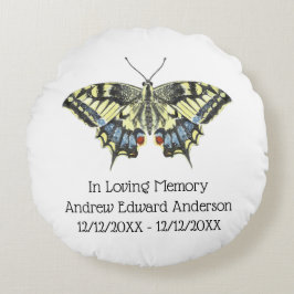 Cojín Redondo Memorial de Mariposa Personalizado Pérdida de Ser