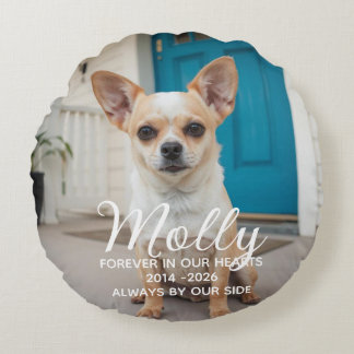 Cojín Redondo Memorial de Perro Personalizado Pérdida de Mascota