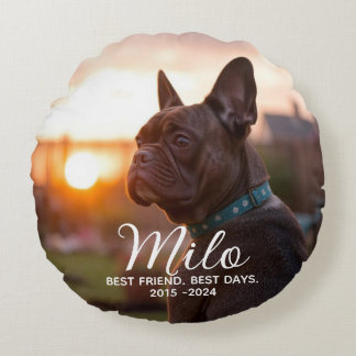 Cojín Redondo Memorial Personalizado para Mascotas Perros