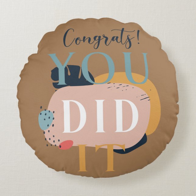 Cojín Redondo Mensaje de actualización personalizado con una ilu (Anverso)