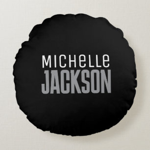 Cojín Redondo Mensaje de nombre minimalista y sencillo