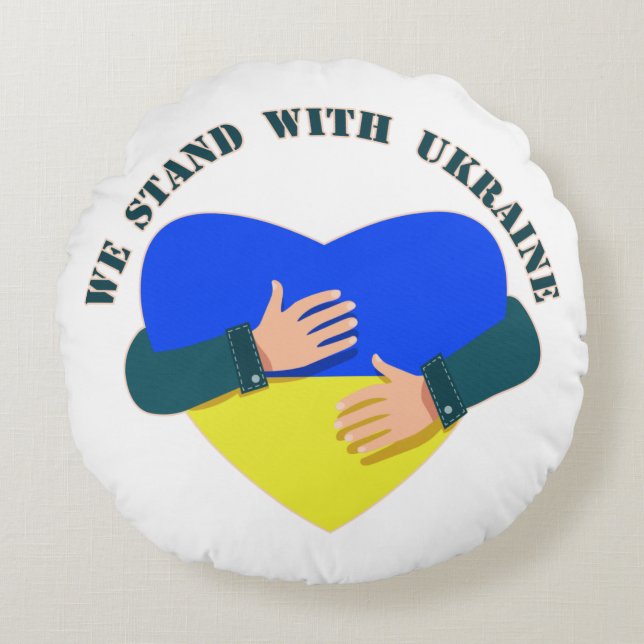 Cojín Redondo Mensaje inspirador Estamos con Ucrania (Anverso)