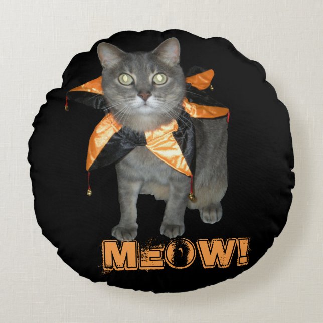 Cojín Redondo Meow Costume Cat (Anverso)
