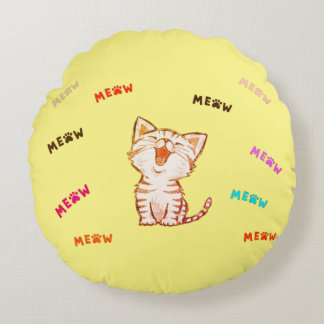 Cojín Redondo Meow Kitten Print Round Pillow