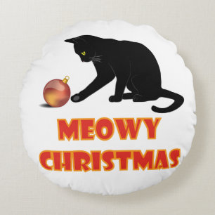 Cojín Redondo Meowy Navidades Funny Cat