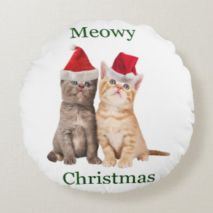 Cojín Redondo Meowy Navidades Kitten Round Pillow