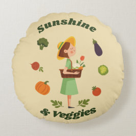 Cojín Redondo Mercado de agricultores personalizado Sunshine & V