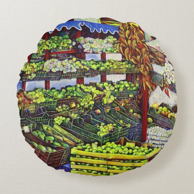 Cojín Redondo Mercado de Eddie, Hungría (Anverso)