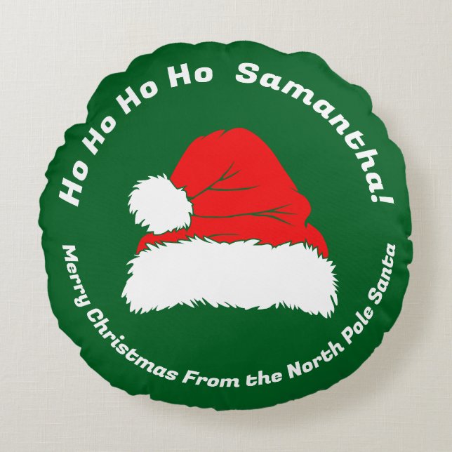 Cojín Redondo Merry Christmas from Santa Message (Anverso)