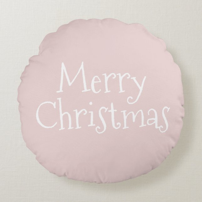 Cojín Redondo Merry Christmas Pink Round Pillow (Anverso)