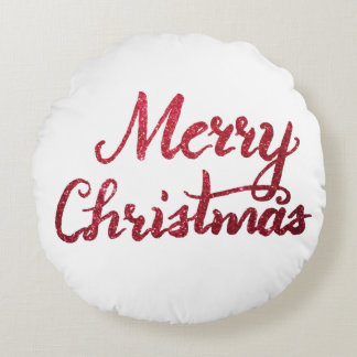 Cojín Redondo Merry Christmas script pilaf
