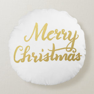Cojín Redondo Merry Christmas script pilaf