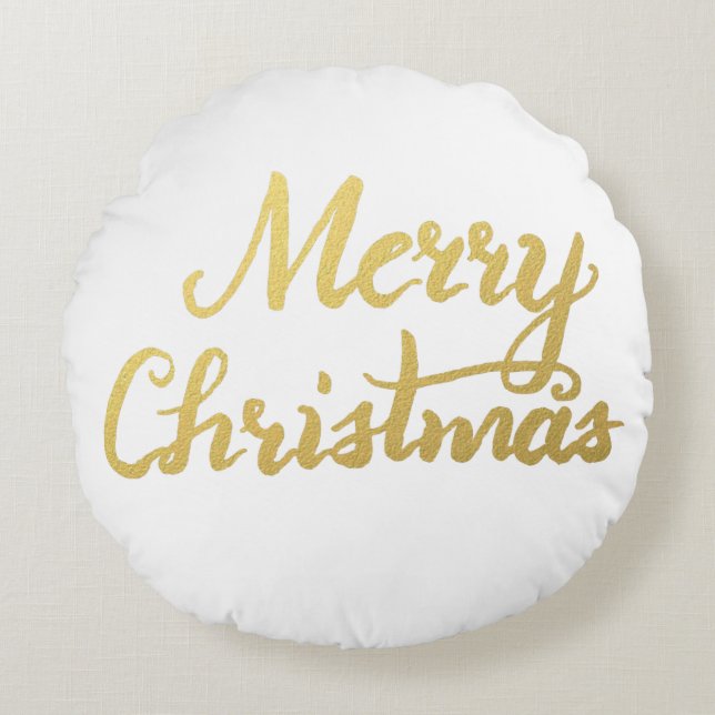 Cojín Redondo Merry Christmas script pilaf (Anverso)