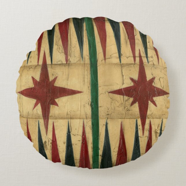 Cojín Redondo Mesa de juego de Backgammon antiguo de Ethan Harpe (Anverso)