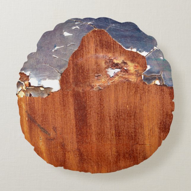 Cojín Redondo Metalizado rústico: Textura de hierro vintage. (Anverso)