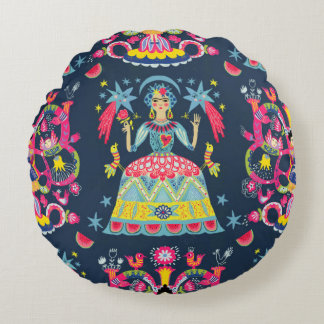Cojín Redondo Mexican Fiesta Frida