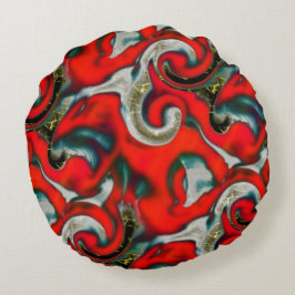 Cojín Redondo Mezcla abstracta de la mancha de gradiente rojo so