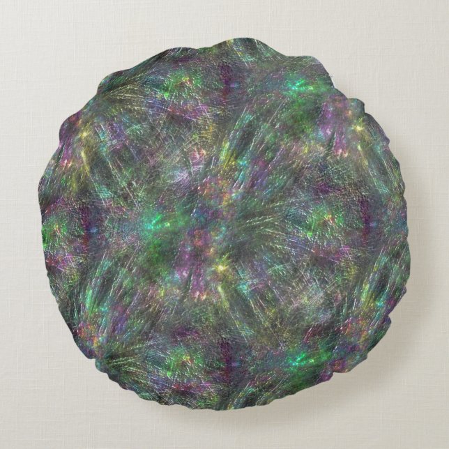 Cojín Redondo Mezcla de arañazos texturados, grano y brillo suav (Reverso)