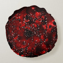 Cojín Redondo Mezcla de pétalos rojos llamativos y rústicos bajo