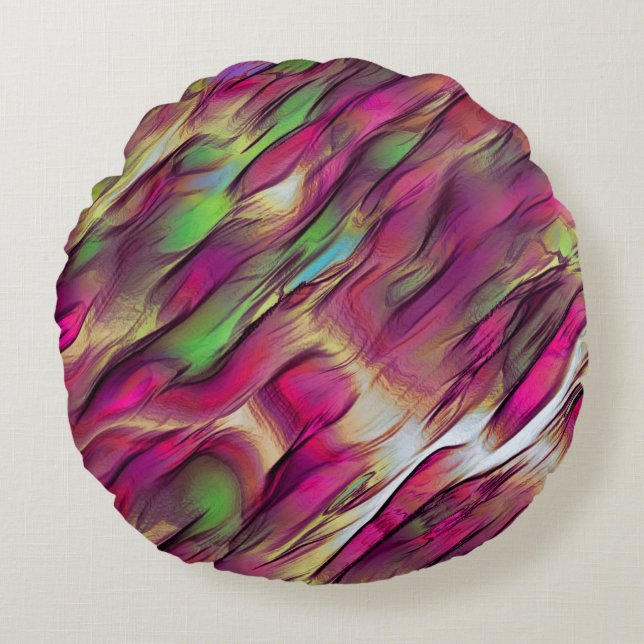 Cojín Redondo Mezcla de puntos opacos y cromados verdes y burdeo (Anverso)