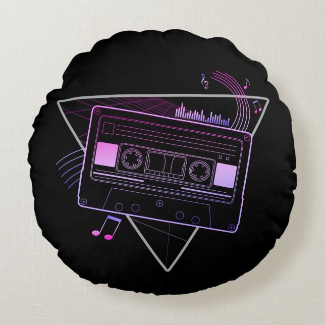 Cojín Redondo Mezcla retro (Anverso)