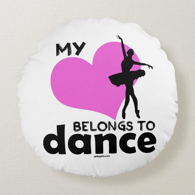 Cojín Redondo Mi corazón pertenece a la danza (Anverso)