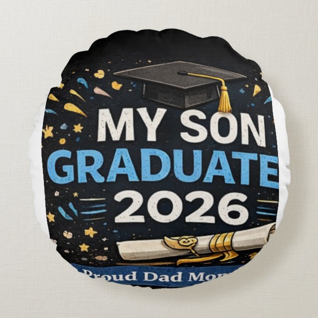 Cojín Redondo Mi hijo se graduó 2026 (Anverso)
