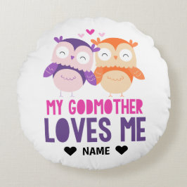 Cojín Redondo Mi Madrina Me Ama -Owl