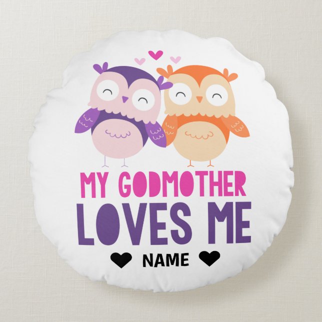 Cojín Redondo Mi Madrina Me Ama -Owl (Anverso)