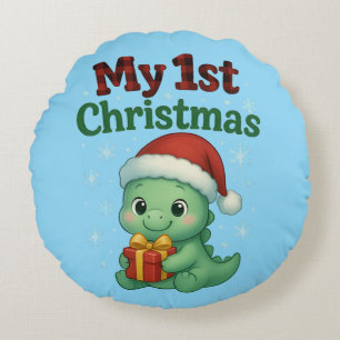 Cojín Redondo Mi primer Navidad Niño Dino