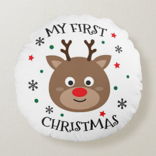 Cojín Redondo Mi primer Rudolph navideño