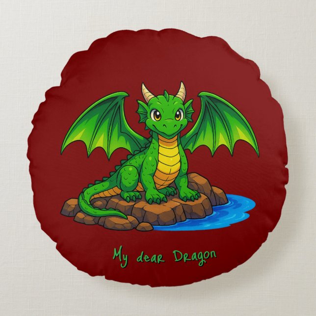Cojín Redondo Mi querido Dragón (Anverso)