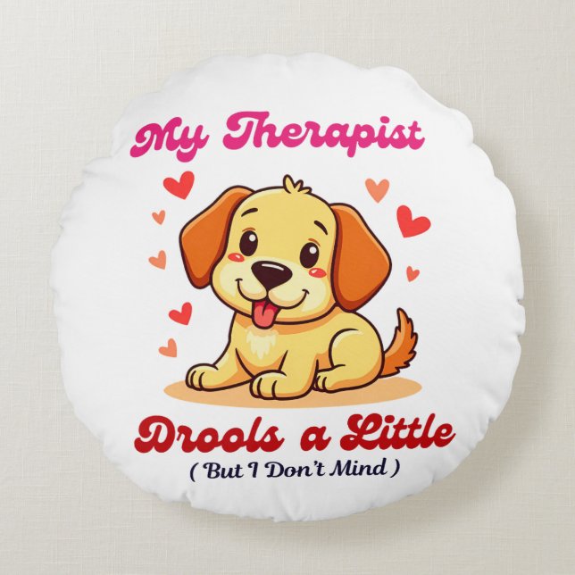 Cojín Redondo Mi terapeuta se baja un poco (Anverso)