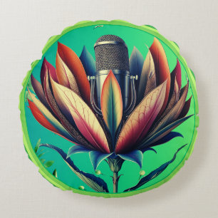 Cojín Redondo Micrófono en flor