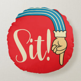 Cojín Redondo Mid- Century Jazzy Pointing Hand/Finger Manicule