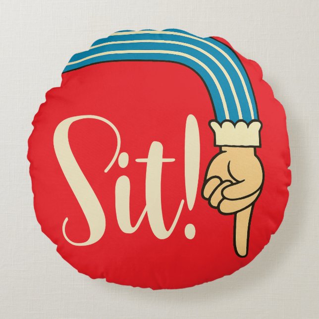 Cojín Redondo Mid- Century Jazzy Pointing Hand/Finger Manicule (Anverso)